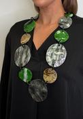 Serafina Collection Marbled Resin Disc Necklace, Green Multi image