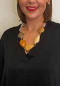 Serafina Collection Resin with Marbled Accent Necklace, Beige Multi image