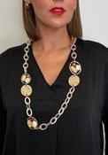 Serafina Collection Marebled Resin Chain Disc Necklace, Beige Multi image