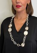 Serafina Collection Marebled Resin Chain Disc Necklace, Cream Multi image