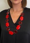 Serafina Collection Chained with Resin Discs Necklace, Red image