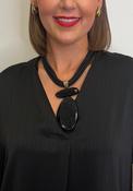 Serafina Collection Resin Oval  Pendant Necklace, Black image