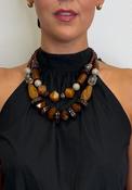 Serafina Collection Assorted Shape Resin Layered Necklace, Brown Multi image