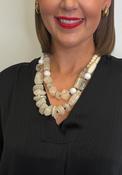Serafina Collection Assorted Shape Resin Layered Necklace, Cream Multi image