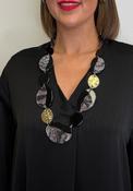Serafina Collection Assorted Marbled Resin Disc Necklace, Black image