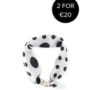 Serafina Polka Dot Pearl Magnetic Neck Scarf, White image