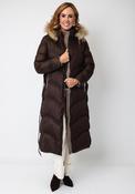 Serafina Collection Longline with Faux Fur Detail Coat, Brown image