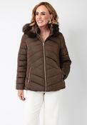 Serafina Collection Hood with Faux Fur Detail Coat, Taupe image