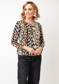 Sunday Abstrast Print Jersey Top, Tan image