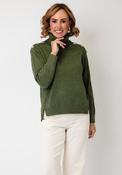 Serafina One Size Button Detail Polo Neck Jumper, Green image
