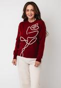 Serafina Collection Embroidered Detail Knit Jumper, Red image