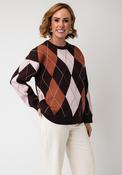 Serafina Collection One Size Argyle Print Jumper, Brown Multi image