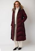 Serafina Collection Longline with Faux Fur Detail Coat, Wine image