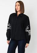 Serafina Collection Embroidered Sleeve Shirt, Black image