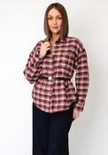 Serafina Check Belted Shirt, Red image