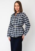 Serafina Check Belted Shirt, Navy image