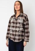 Serafina Collection Embroidered Check Shirt, Brown image