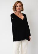 Serafina Collection Knitted with Button Detail Jumper, Black image