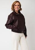 Serafina Faux Leather Belted Trim Biker Jacket, Wine image
