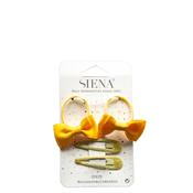 Siena Girls Bow Hair Bobbles and Glitter Clips Set, Yellow image