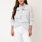 Sister Jane Striped with Tie Detail Blouse, White and Blue image