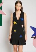Sister Jane Rayon Star Applique Mini Dress, Black image