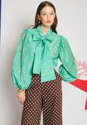 Sister Jane Vine Jacquard Bow Blouse, Green image