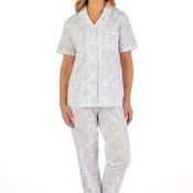 Slenderella Vintage Floral Short Sleeve Pyjama Set, Blue image