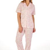 Slenderella Vintage Floral Short Sleeve Pyjama Set, Pink image