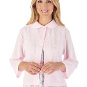 Slenderella Houndstooth Collar Bed Jacket, Pink