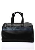 Sloane Mens Leather Weekend Bag, Black &amp; Navy image