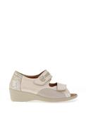 Softmode Stacey Shimmering Leather Sandals, Beige image