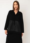 SOHO-T Gloria Contrast Fabric Drawstring Sweatshirt, Black image