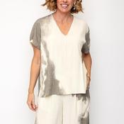 SOHO-t Box Textured V Neck Top, Cream