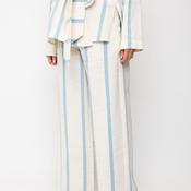 SOHO-t Pola Striped Linen Wide Leg Trousers, Blue &amp; Cream image