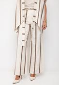 SOHO-t Pola Striped Linen Wide Leg Trousers, Brown &amp; Cream image