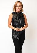 Elsewhere Faux Leather Asymmetric Waistcoat, Black image