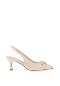 Sorento Cottonwood Distressed Sling Back High Heeled Shoes, Cream image