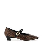 Sorento Outpost Snake Skin Low Heel Mary Jane Pumps, Brown image