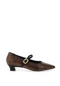 Sorento Outpost Snake Skin Low Heel Mary Jane Pumps, Brown image