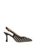 Sorento Blissful Hill Crochet Net Sling Back High Heels, Black image