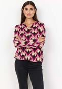 Soyaconcept Felicity Geometric Print V Cut Top, Pink image