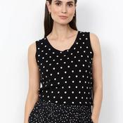 Soyaconcept Polka Dot Sleeveless Top, Black and Beige image