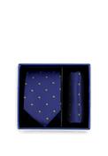 Spagnolo Boys Polka Dot Tie and Pocket Square Set, Navy image