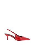 Zen Collection Faux Patent Sling Back Heeled Shoes, Red image