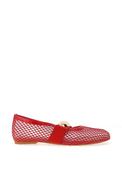 Zen Collection Semi Sheer Mesh Ballet Flats, Red image