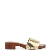 Zen Collection Metallic Chunky Low Heeled Mules, Gold