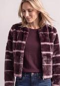 Street One Faux Fur with Check Pattern Jacket, Wine image