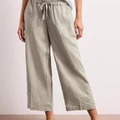 Street One Cropped Linen Wide Leg Trousers, Light Beige image