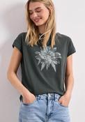 Street One Floral Print with Rhinestone Detail T-Shirt, Green image